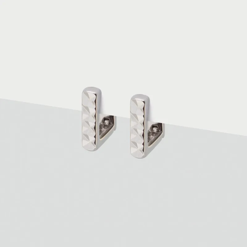 Simply Whispers Squared Silver Huggie Hoops Clearance