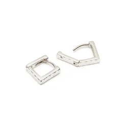Simply Whispers Squared Silver Huggie Hoops Clearance