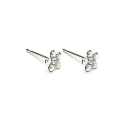 Simply Whispers Stainless Steel Aurora Borealis And Aqua Daisy Stud Earrings Outlet