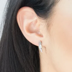 Simply Whispers Stainless Steel Feather Stud Earrings Outlet