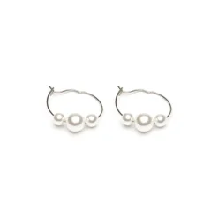 Simply Whispers Stainless Steel 6mm Pearl Hoop Earrings Discount