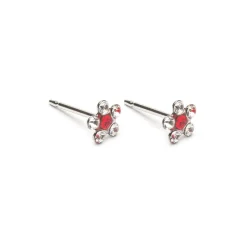 Simply Whispers Stainless Steel Red And White Daisy Stud Earrings Best