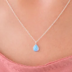 Simply Whispers Sterling Silver Blue Drop Opal Necklace Best