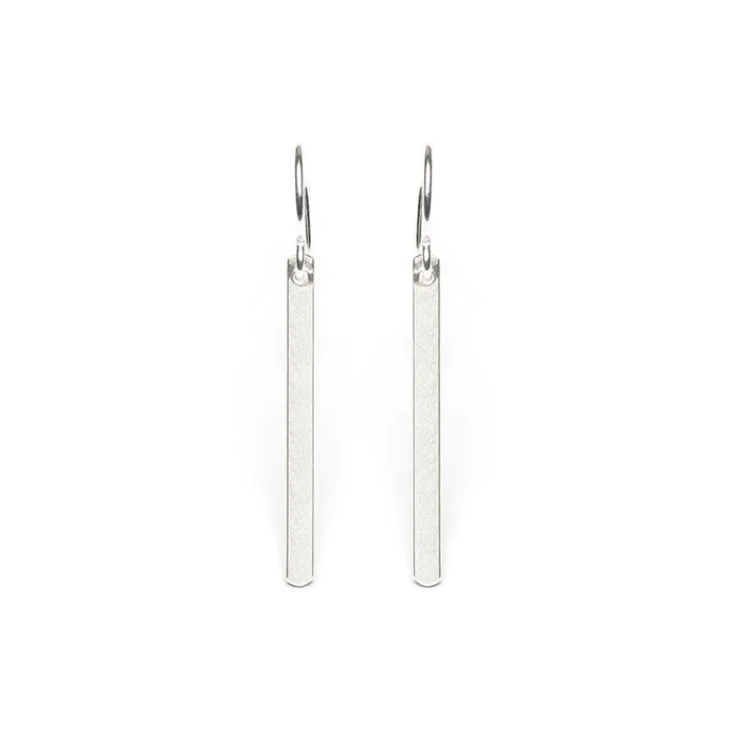 Simply Whispers 925 Sterling Silver French Hook Earrings With Long Silver Bar Hot