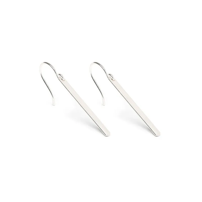 Simply Whispers 925 Sterling Silver French Hook Earrings With Long Silver Bar Hot