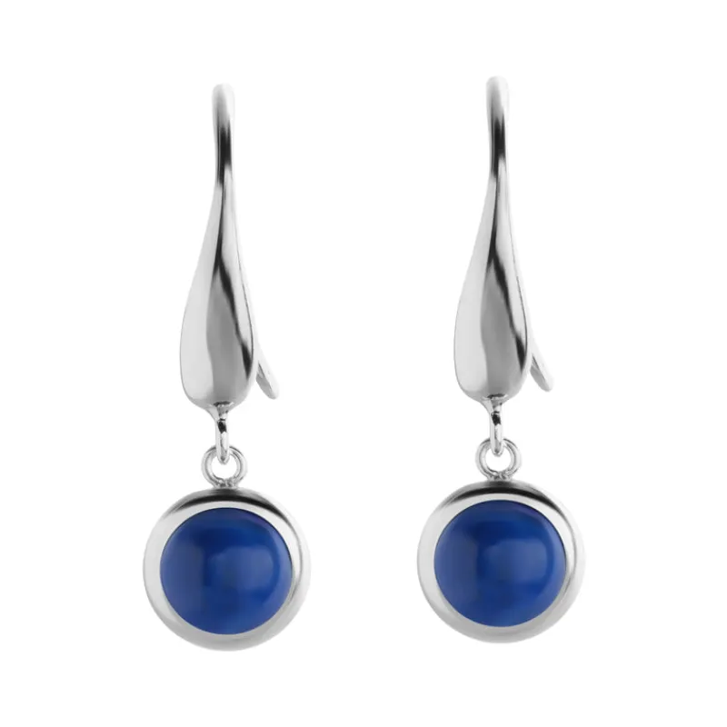Simply Whispers 925 Sterling Silver Genuine Lapis French Hook Earrings New
