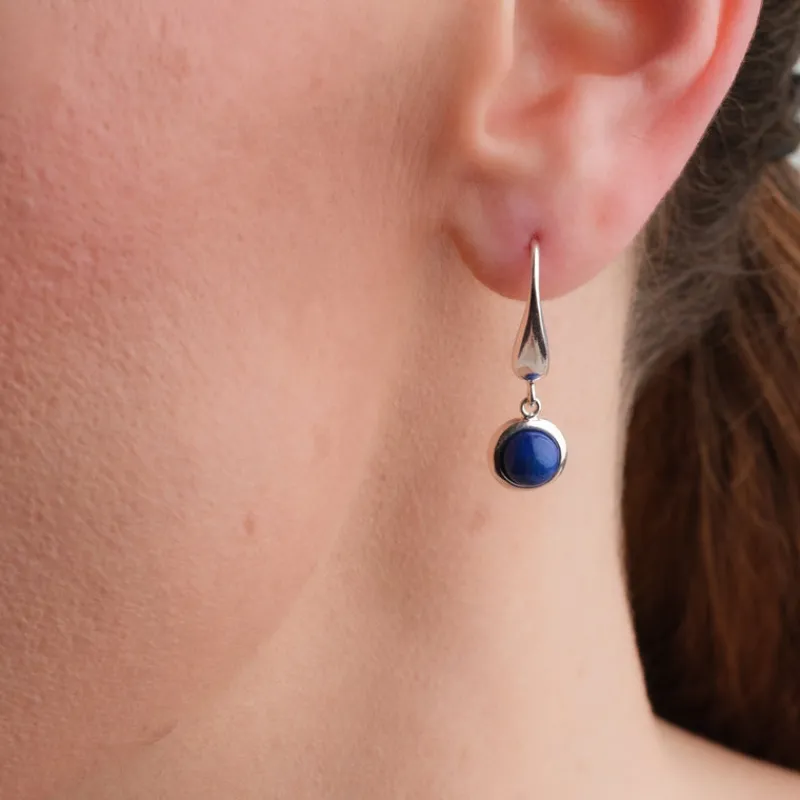 Simply Whispers 925 Sterling Silver Genuine Lapis French Hook Earrings New
