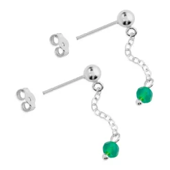 Simply Whispers 925 Sterling Silver Green Bead Drop Earrings New