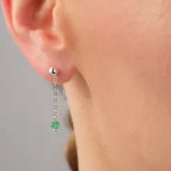 Simply Whispers 925 Sterling Silver Green Bead Drop Earrings New