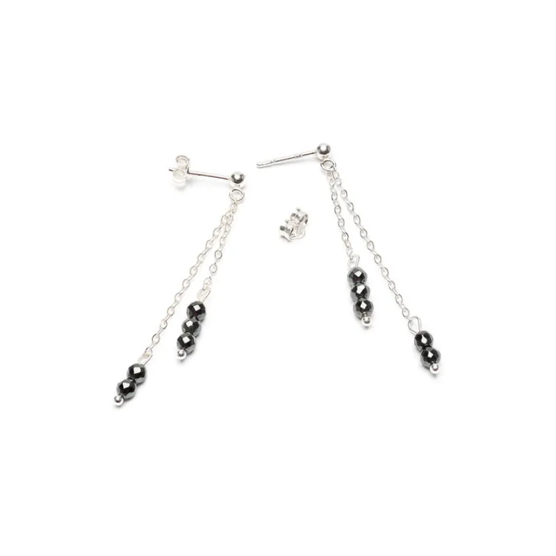 Simply Whispers 925 Sterling Silver Hematite Stone Earrings Sale