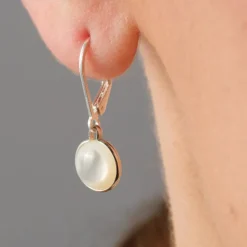 Simply Whispers 925 Sterling Silver Mother Of Pearl Silver Drop Earrings Sale