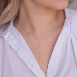 Simply Whispers Sterling Silver Necklace with Bar Pendant Hot