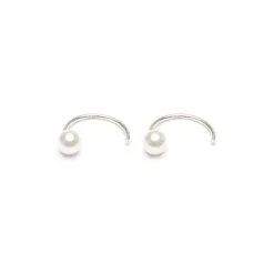 Simply Whispers 925 Sterling Silver Pearl Huggie Hoops Fashion