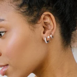 Simply Whispers 925 Sterling Silver Pearl Huggie Hoops Fashion