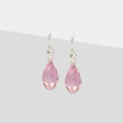 Simply Whispers 925 Sterling Silver Pink Zirconia French Hook Earrings Clearance