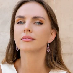 Simply Whispers 925 Sterling Silver Pink Zirconia French Hook Earrings Clearance
