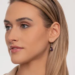 Simply Whispers 925 Sterling Silver Purple Zirconia French Hook Earrings Sale