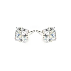 Simply Whispers 925 Sterling Silver Stud Earrings 6mm Square Crystal Online