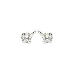 Simply Whispers 925 Sterling Silver Stud Earrings 4mm Round Crystal Discount