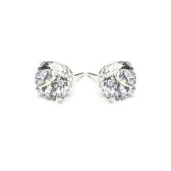 Simply Whispers 925 Sterling Silver Stud Earrings 8mm Round Crystal Best