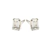 Simply Whispers 925 Sterling Silver Stud Earrings Emerald Cut Crystal Fashion