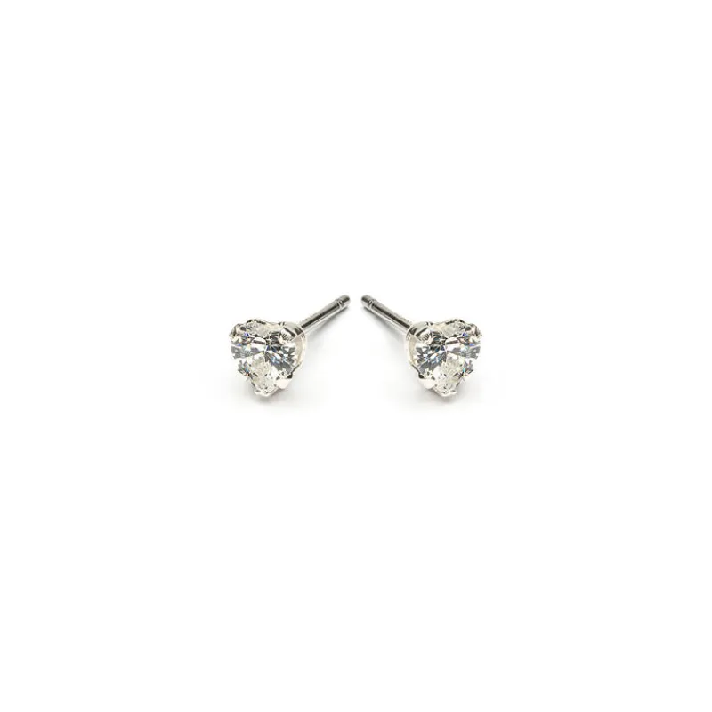 Simply Whispers 925 Sterling Silver Stud Earrings Heart Crystal Sale