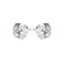 Simply Whispers 925 Sterling Silver Stud Earrings 10mm Round Crystal Best