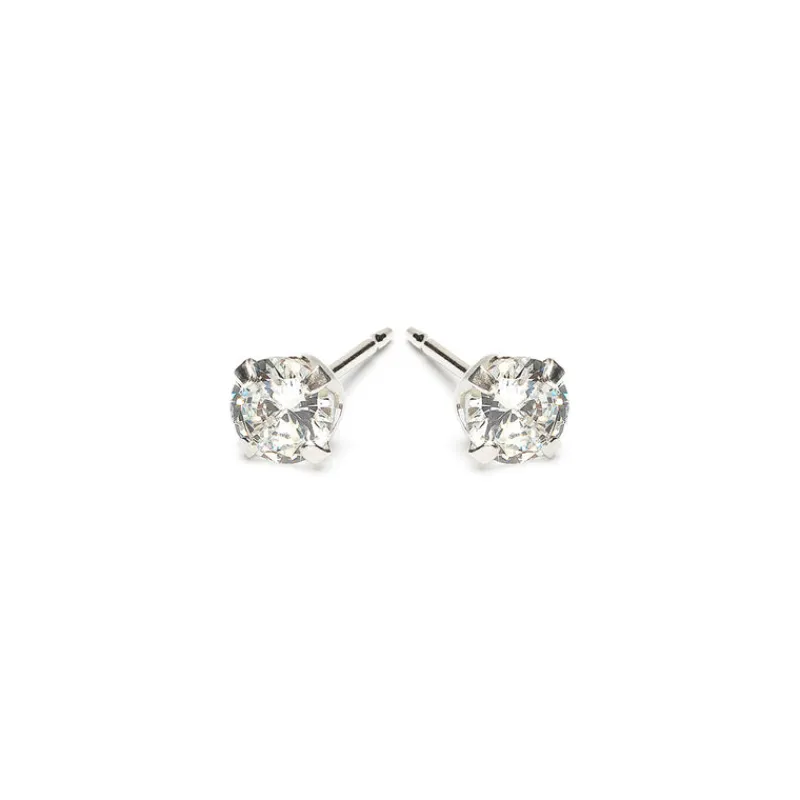 Simply Whispers 925 Sterling Silver Stud Earrings 4mm Round Crystal Discount