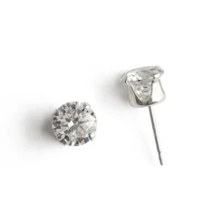 Simply Whispers 925 Sterling Silver Stud Earrings 6mm Round Crystal Best