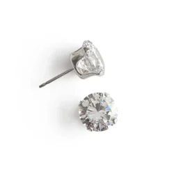 Simply Whispers 925 Sterling Silver Stud Earrings 8mm Round Crystal Best