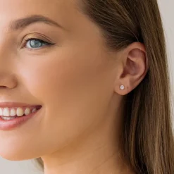 Simply Whispers 925 Sterling Silver Stud Earrings 4mm Round Crystal Discount
