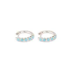 Simply Whispers 925 Sterling Silver Turquoise Silver Huggie Earrings Discount