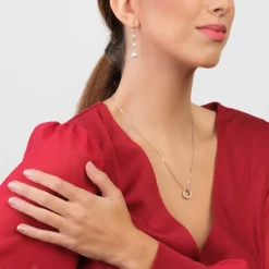 Simply Whispers Sterling Silver Zirconia Circle Pendant Necklace Fashion