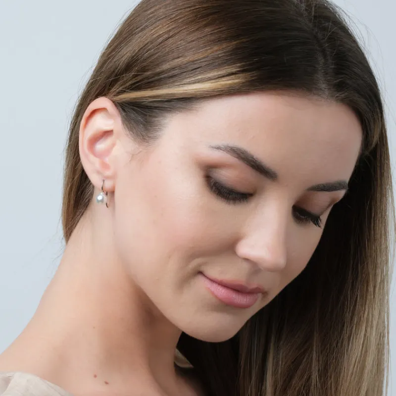 Simply Whispers Titanium Pearl French Hook Earrings New