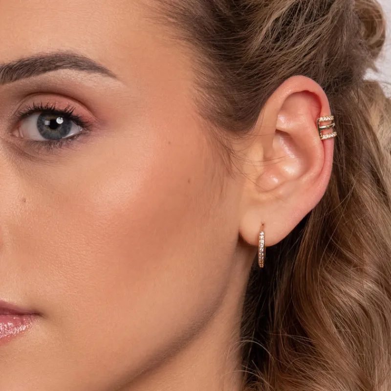 Simply Whispers Triple Crystal Gold Ear Cuff Discount