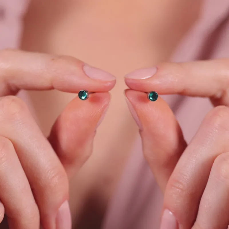 Simply Whispers Turquoise Bezel Titanium Stud Earrings Fashion