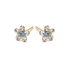 Simply Whispers White & Sapphire Gold Plated Daisy Earrings New
