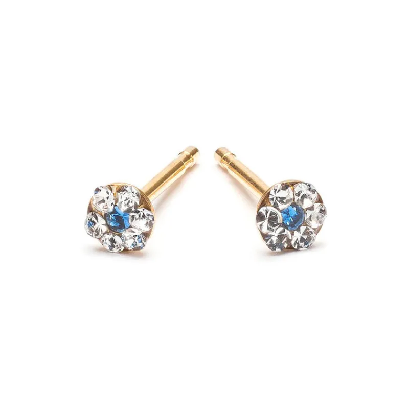 Simply Whispers White & Sapphire Gold Plated Mini Daisy Earrings Online
