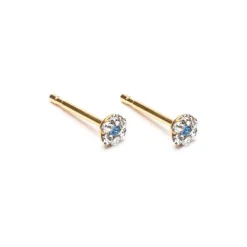 Simply Whispers White & Sapphire Gold Plated Mini Daisy Earrings Online