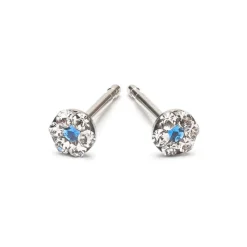 Simply Whispers White & Sapphire Mini Daisy Earrings Fashion