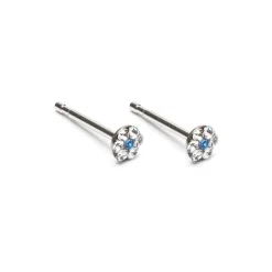 Simply Whispers White & Sapphire Mini Daisy Earrings Fashion