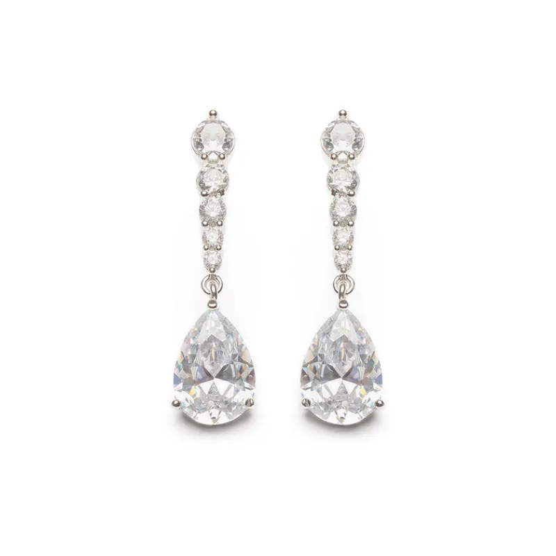 Simply Whispers White Crystal Drop Earrings Discount