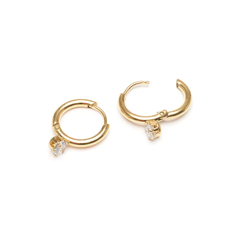 Simply Whispers White Crystal Drop Huggie Earrings Fashion