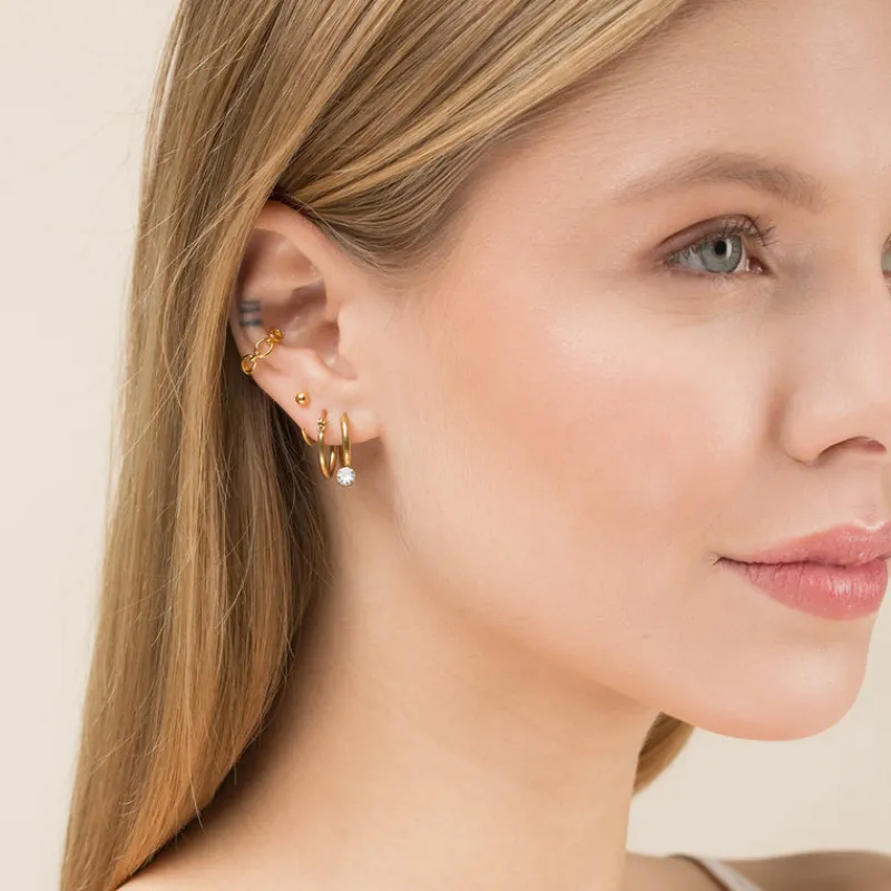Simply Whispers White Crystal Drop Huggie Earrings Fashion