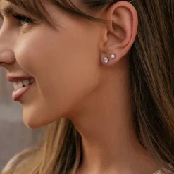 Simply Whispers White Crystal Titanium Stud Earrings New