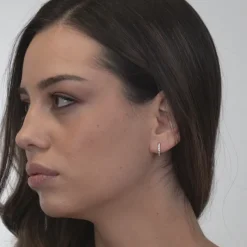 Simply Whispers White Pave Crystal Huggie Hoops Fashion