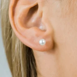Simply Whispers White Pearl 5mm Stud Earrings Sale