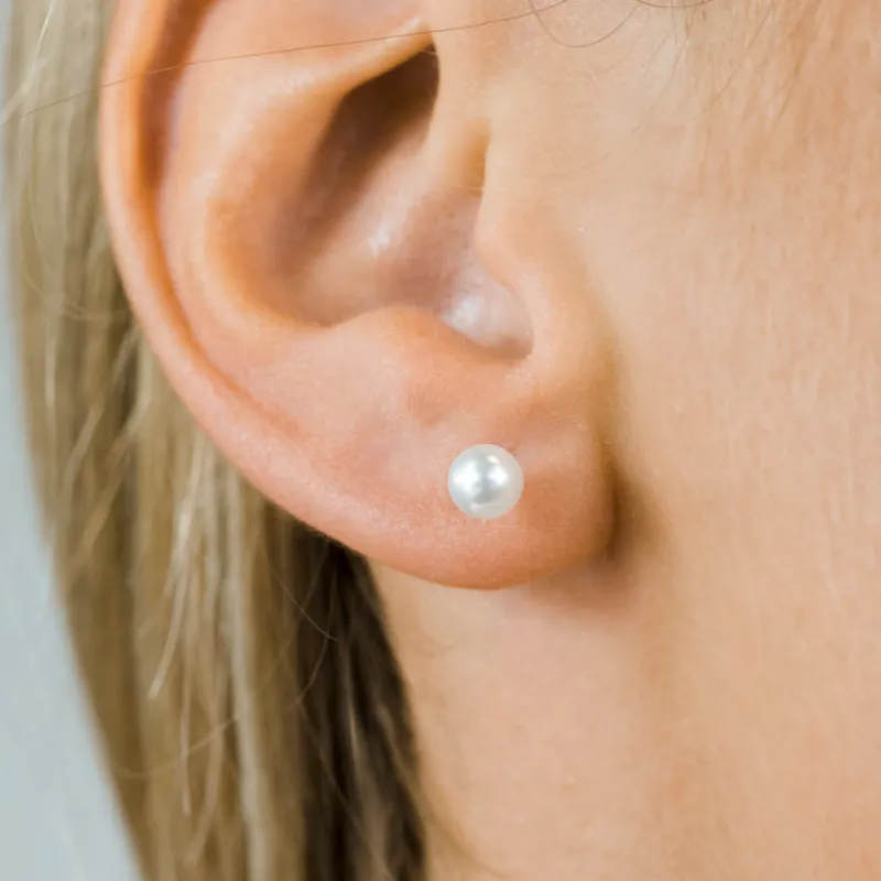Simply Whispers White Pearl 5mm Stud Earrings Sale
