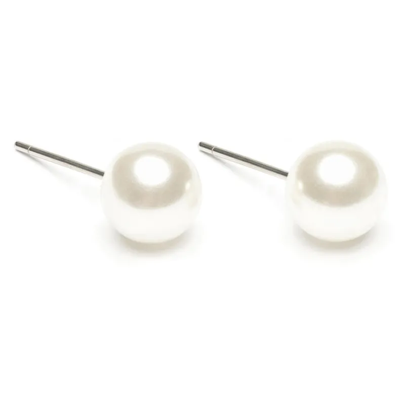 Simply Whispers White Pearl 8mm Stud Earrings Online