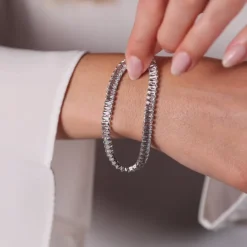 Simply Whispers White Rectangular Zirconia Tennis Bracelet Fashion